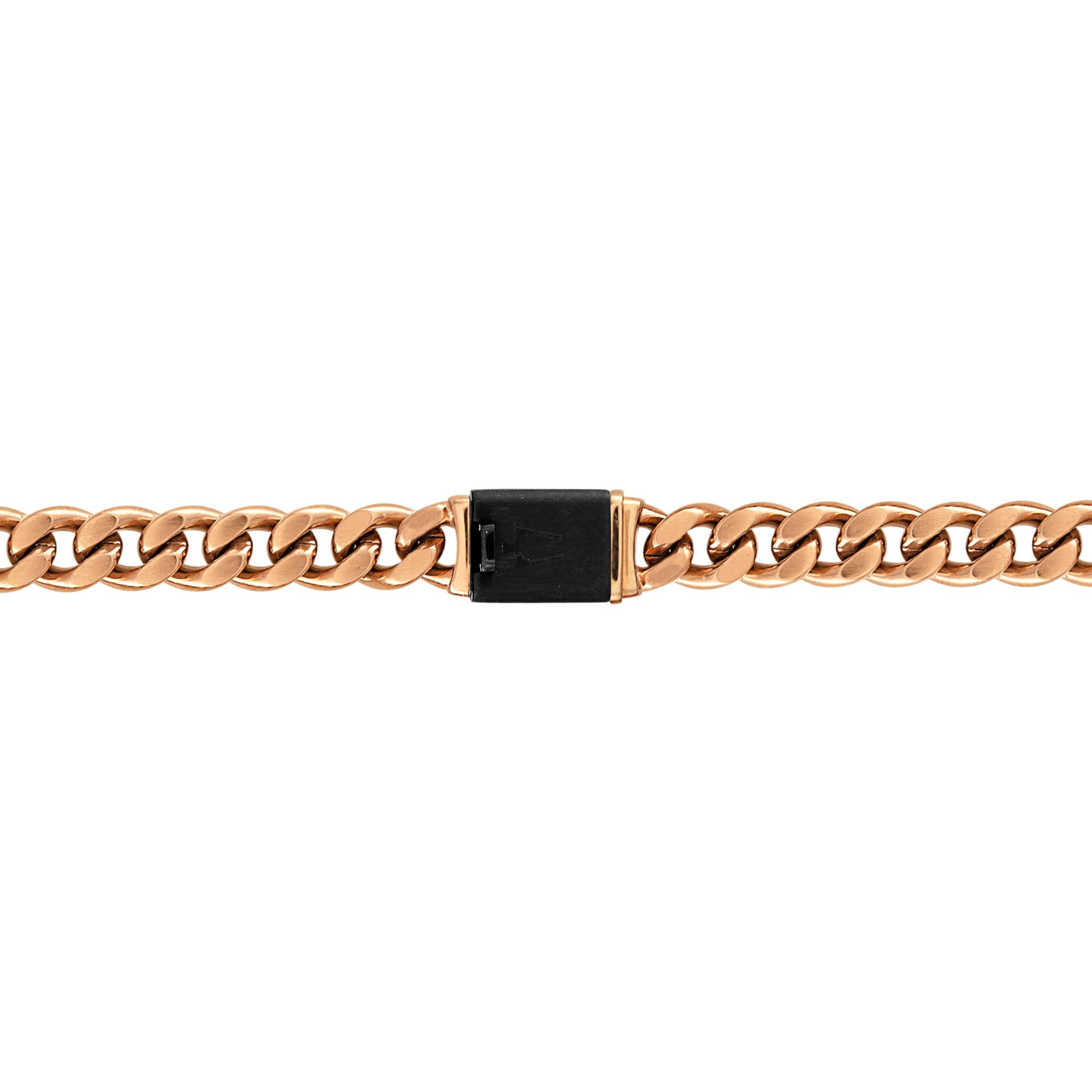 Bulova Jewelry Men's Latin Grammy 6mm Curb Chain Brushed and Polished Curb Chain Rose Gold Stainless Steel Necklace, Length 22" Style:BVC1067-RSTNA - Image 3