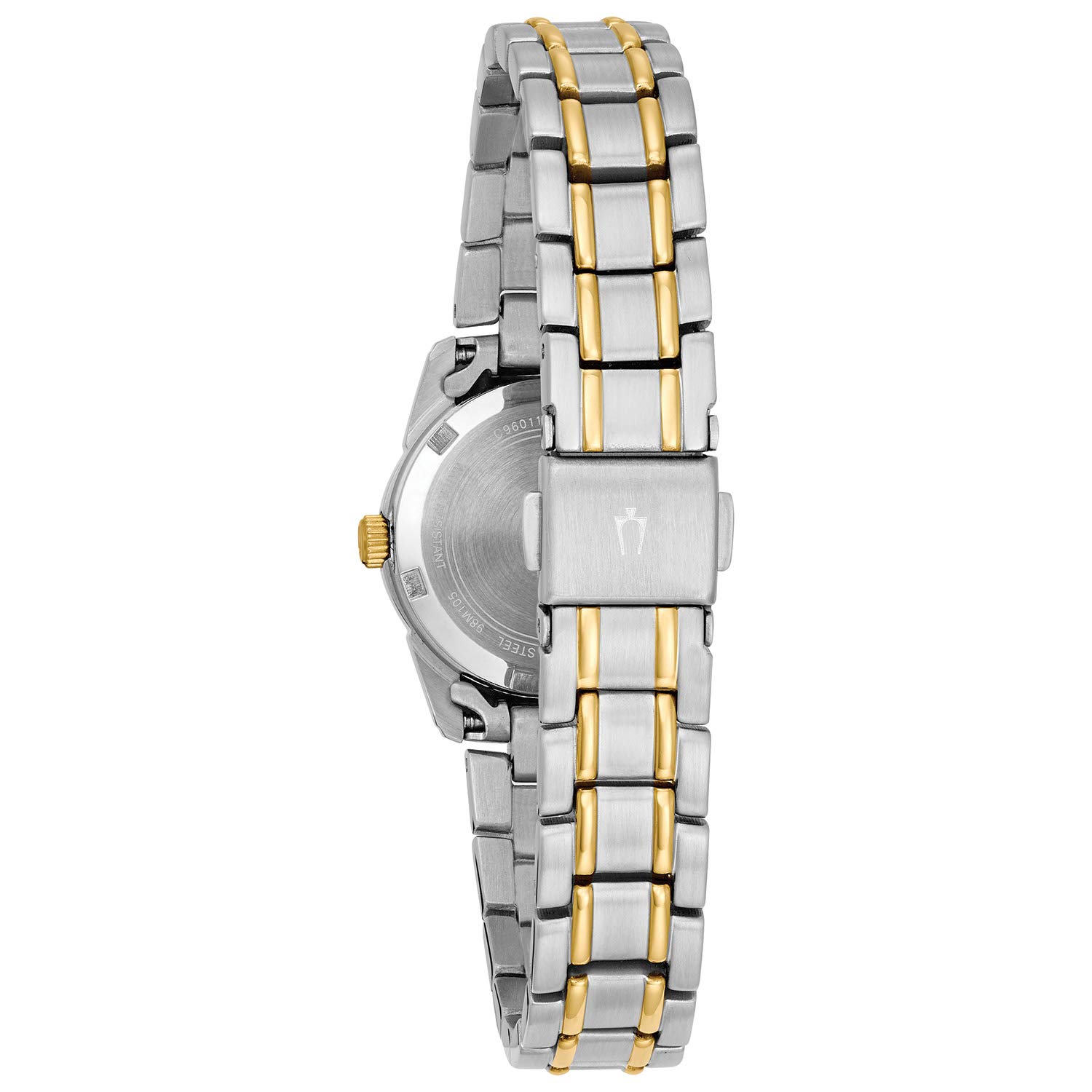 Bulova Ladies' Classic Two-Tone Stainless Steel 3-Hand Calendar Date Quartz Watch, Silver-White Dial (Style: 98M105) - Image 3