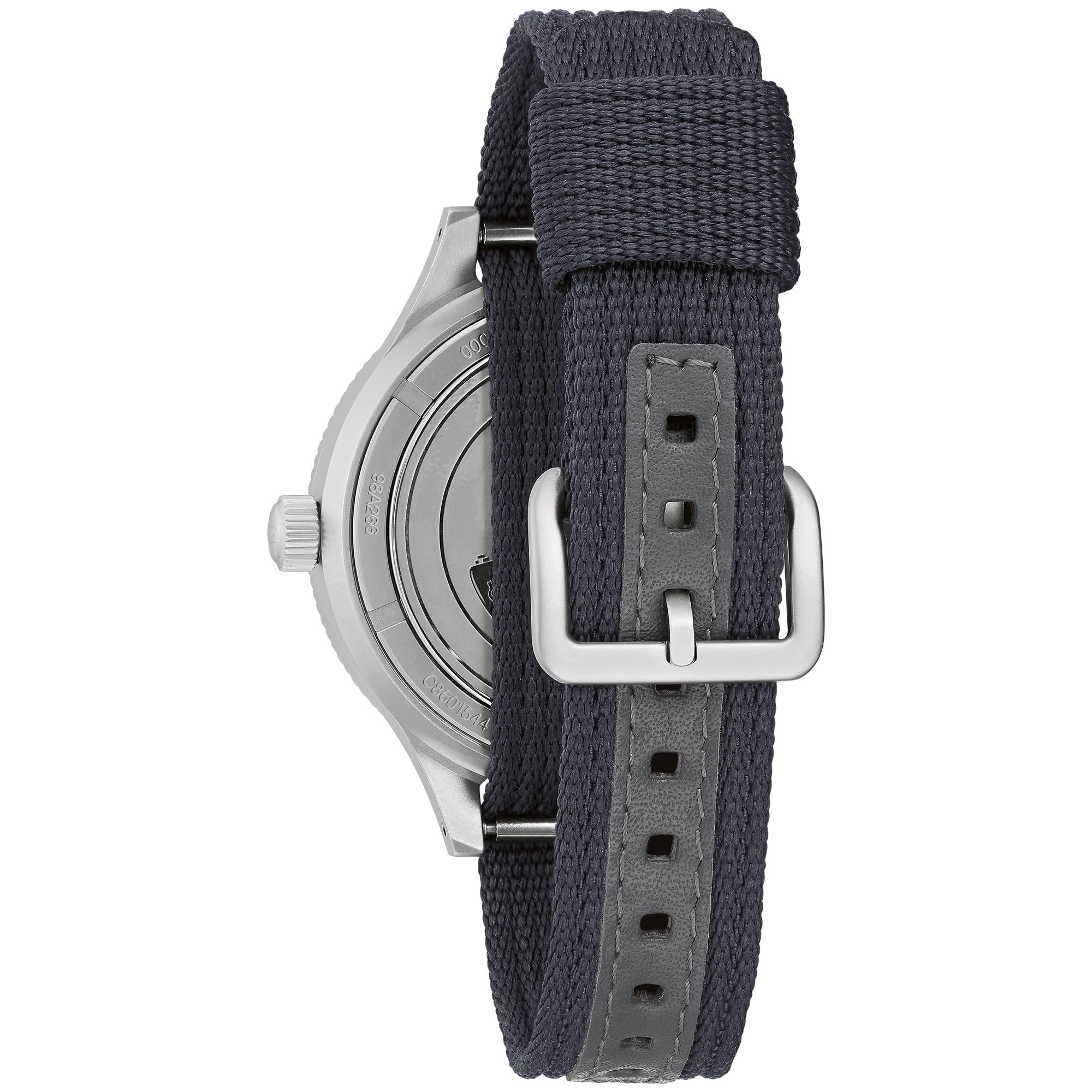 Bulova Men's Archive Series MIL-SHIPS-W-2181 Stainless Steel 3-Hand Hack Automatic Watch, Grey Nylon Strap and Black Matte Dial Style: 98A266 - Image 3