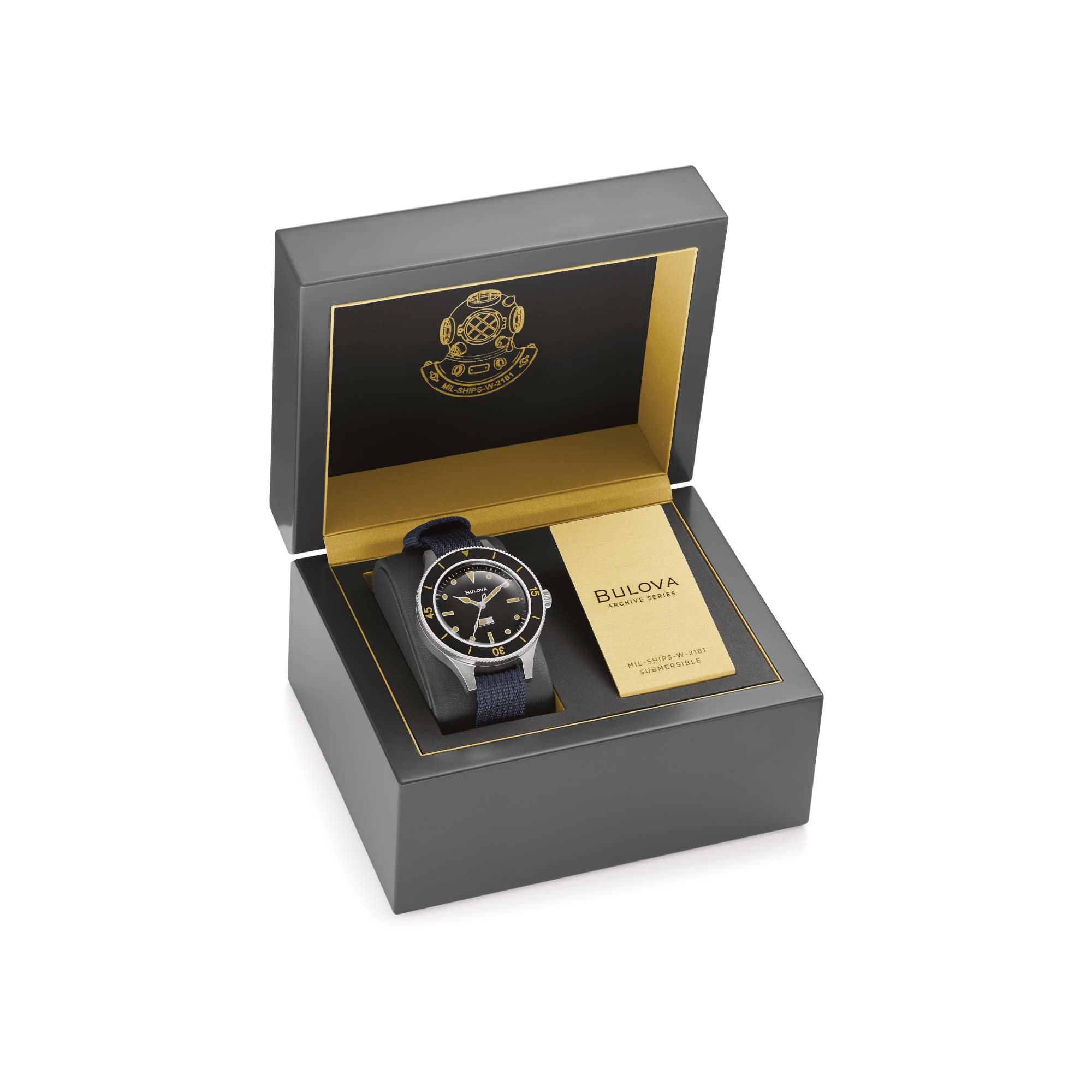 Bulova Men's Archive Series MIL-SHIPS-W-2181 Stainless Steel 3-Hand Hack Automatic Watch, Grey Nylon Strap and Black Matte Dial Style: 98A266 - Image 6