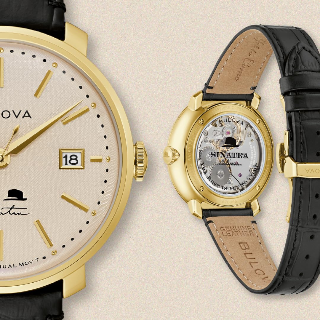 Bulova Men's Frank Sinatra 'The Best is Yet to Come' 3-Hand Swiss Automatic Date Watch, 42-Hour Preserve, Sapphire Crystal - Image 4