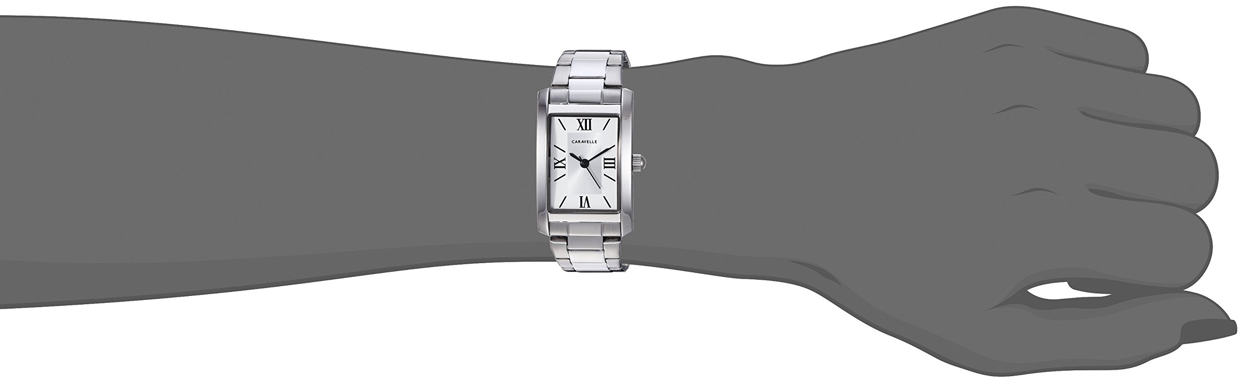 Caravelle by Bulova Ladies' Dress 3-Hand Quartz Watch, Rectangle Case, Roman Numeral, Curved Mineral - Image 4