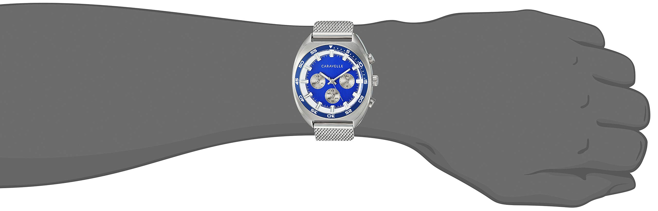 Caravelle by Bulova Retro Chronograph Mens Watch, Stainless Steel , Silver-Tone (Model: 43K100) - Image 4