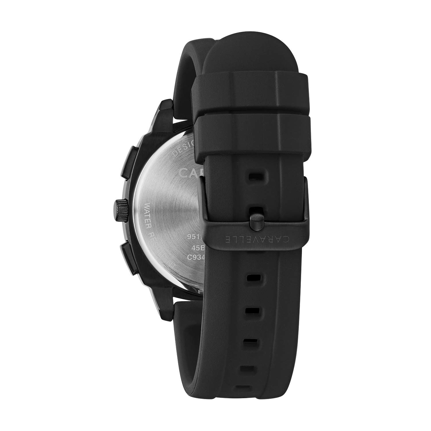 Caravelle by Bulova Sport Chronograph Mens Watch, Stainless Steel with Black Silicone Strap, Black (Model: 45B159) - Image 3